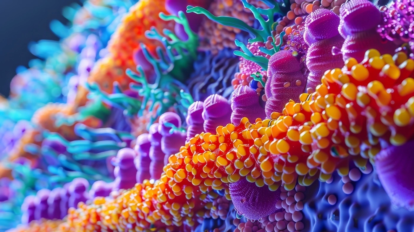 Glycocalyx inner capillary lining colorful schematic depiction