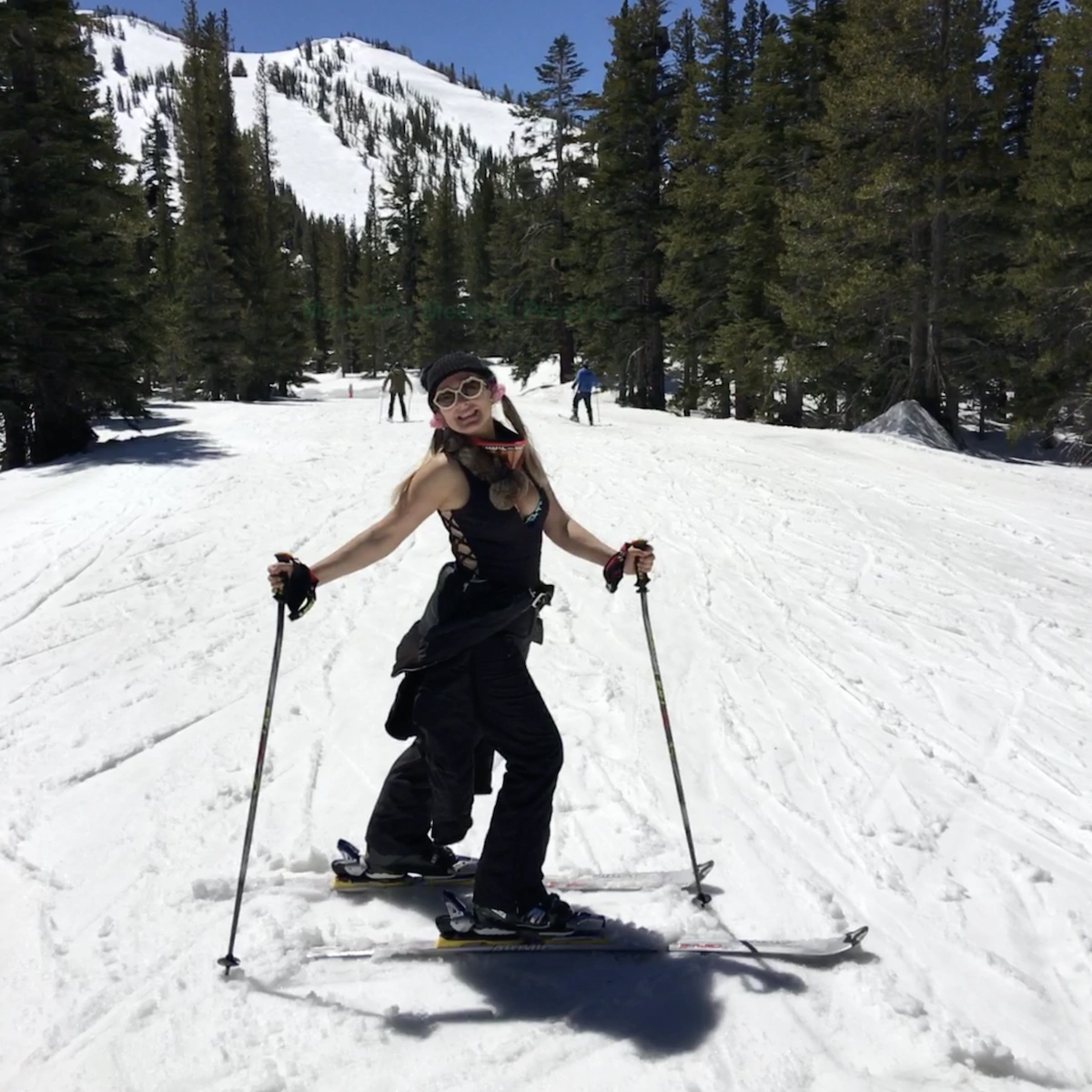 Dr. Maria Pirraglia in a casual fun pose on the bunny slopes of Mount Rose Ski Tahoe