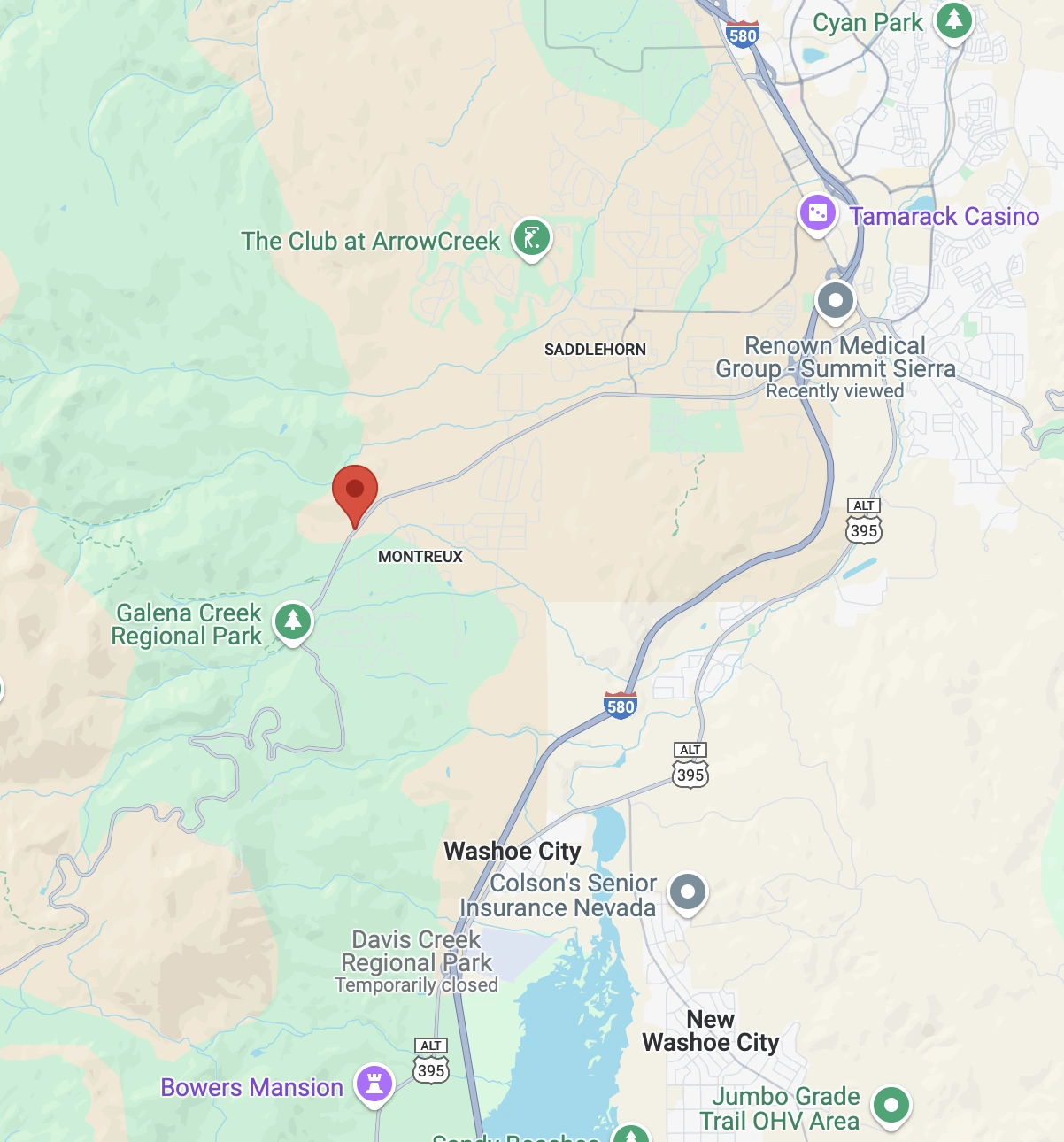 Mountain Medical Practice site map near south Reno, Montreux, and Galena Forest in Washoe County Nevada