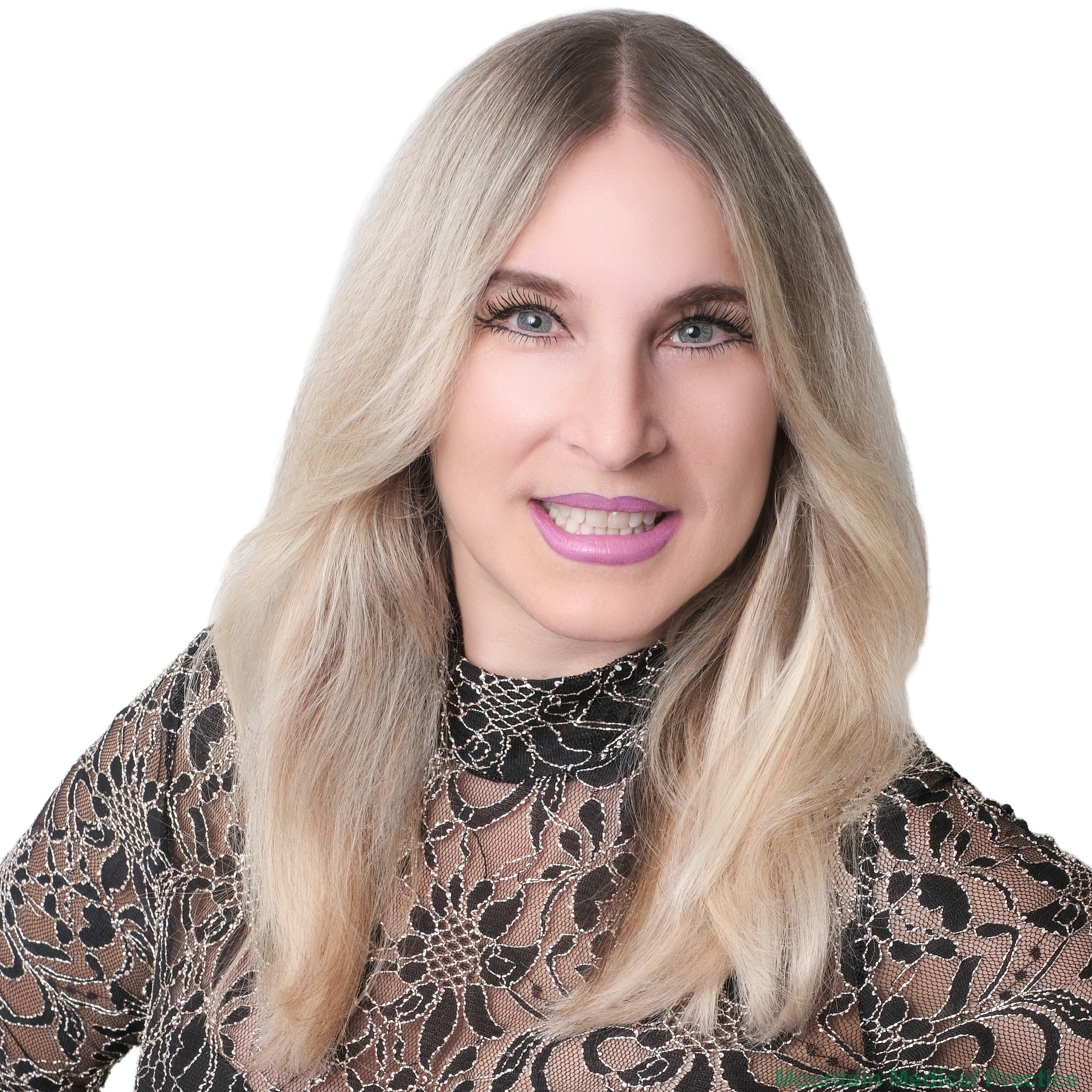 Dr. Maria Pirraglia, best Physical Medicine and Rehabilitation doctor in Reno, in black lace high neck blouse facing straight on